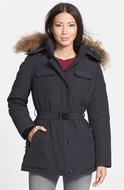 michael kors marsha faux fur hood trim cargo jacket navy|MICHAEL Michael Kors Faux Fur Trim Hooded Puffer Jacket on .